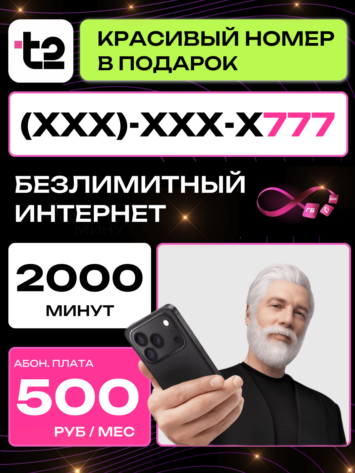 Т2 Красивый номер | 777