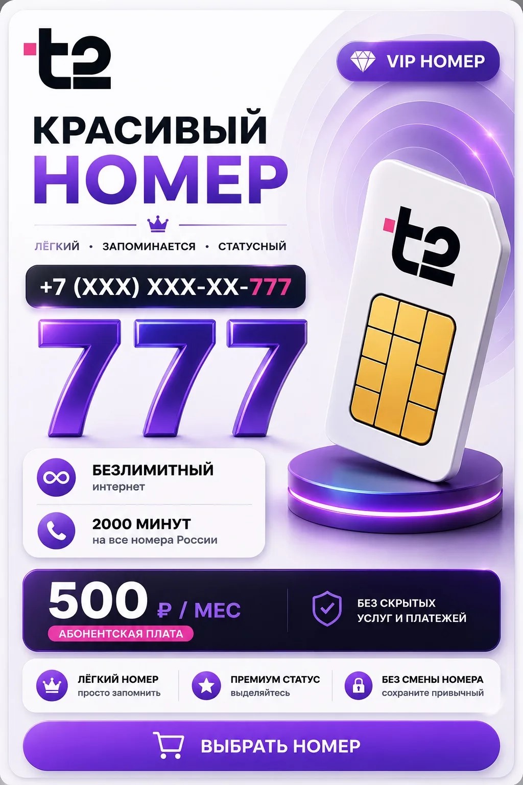 Т2 Красивый номер | 777